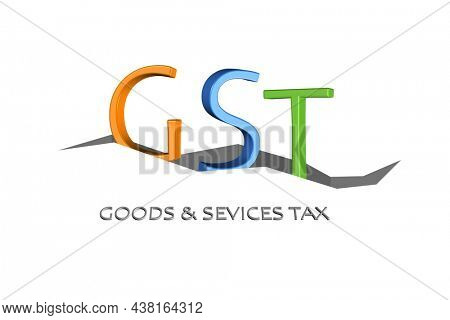 3d rendering of colorful GST text, Goods and services tax in India
