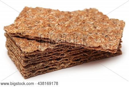 Popular Crisp Bread Of Nordic Countries Over White Background