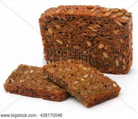 Healthy Rye Bread Food Over White Background