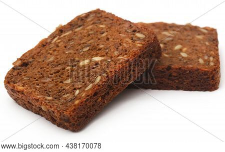 Rye Bread Sliced Food Over White Background
