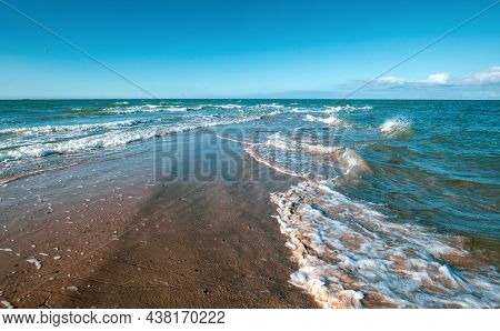 Beach At Skagen In Denmark Where Two Seas Meet, Namely The Skagerrak And The Kattegat