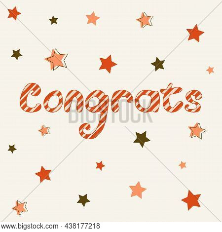 Red And Beige Inscription Congtatulations On A Background With Stars