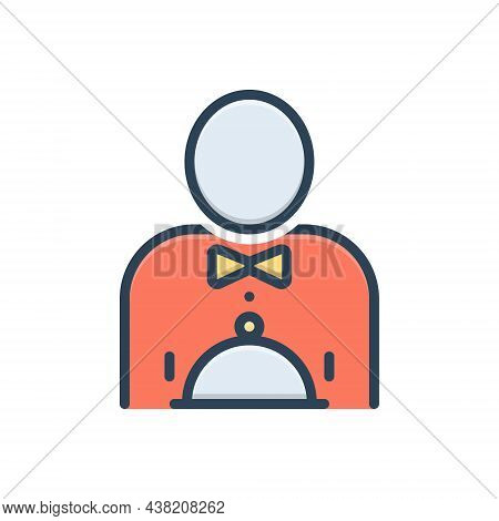Color Illustration Icon For Hotel-service Hotel Service Catering Waiter Bellboy Professiona Servant