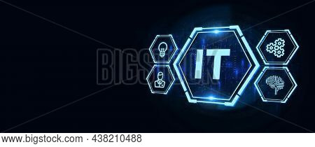 It Consultant Presenting Tag Cloud About Information Technology. 3d Illustration