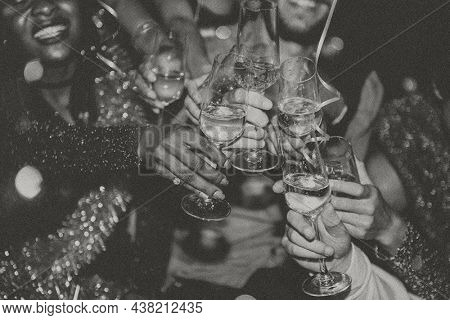 Partying peopler in black and white tone