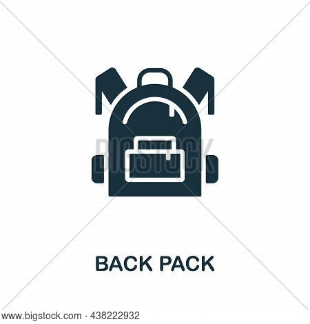 Back Pack Icon. Monochrome Sign From School Education Collection. Creative Back Pack Icon Illustrati