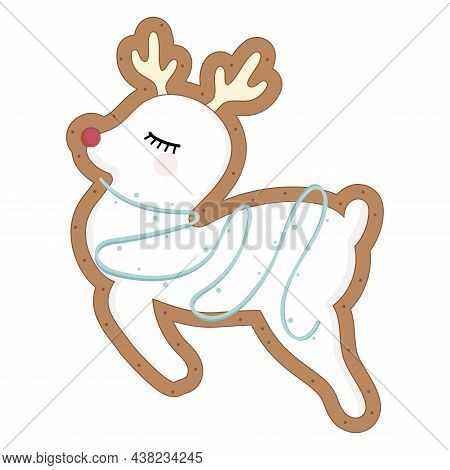 Gingerbread Christmas Deer. Christmas Cookies. Vector Illustrations