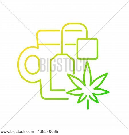 Weed Tea Gradient Linear Vector Icon. Medical Cannabis Decoction. Drinking Herbal Beverage. Depressi