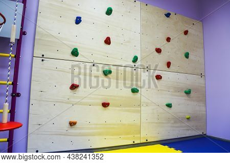 Climbing Wall In The Children\'s Center For Working With Special Children And Playing Sports