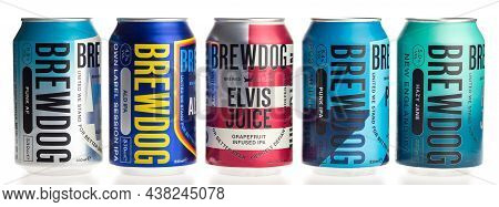 Groningen, Netherlands - October 31, 2021: Cans Of Scottish Brewdog Ipa Beers Isolated On A White Ba