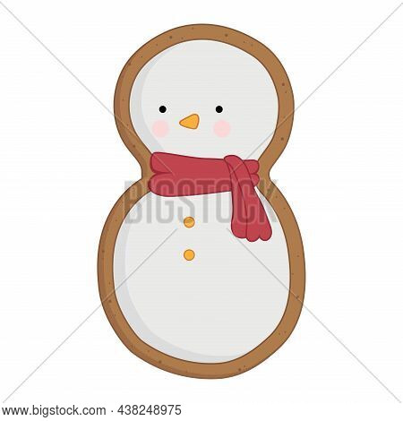 Gingerbread Christmas Cookies. Snowman. Vector Illustration Isolated