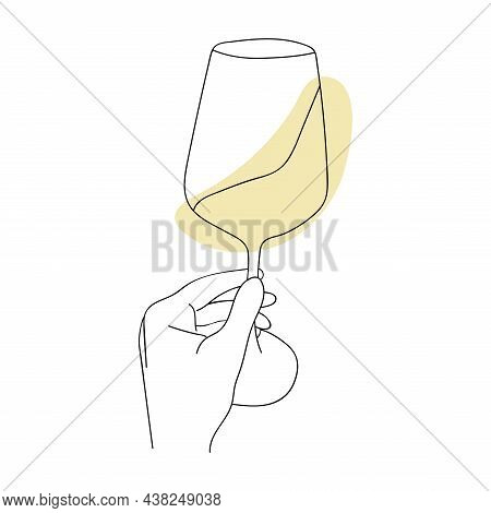 Continuous Line Wineglass. Wine Or Champagne. Vector Illustration.