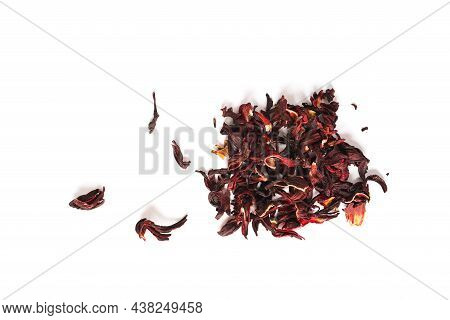 Hibiscus. Red Hibiscus Leaves Isolated On A White Background. Karkade. Karkade Tea.