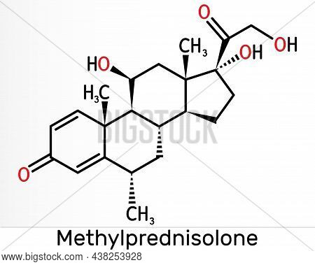 Methylprednisolone Molecule. It Is Synthetic Corticosteroid, Prednisolone Derivative Glucocorticoid.