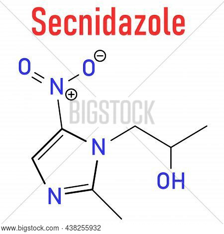 Secnidazole Anti-infective Drug Molecule, Nitroimidazole Class. Skeletal Formula.