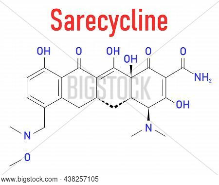 Sarecycline Antibiotic Drug Molecule, Tetracycline Class. Skeletal Formula.