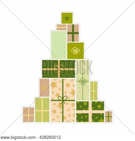 Christmas Tree Made Of Gift Boxes. Vector