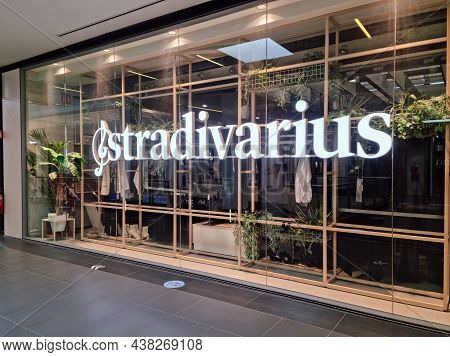 Thessaloniki, Greece - October 31 2021: Stradivarius Retailer Store Exterior With Logo. Spanish Clot