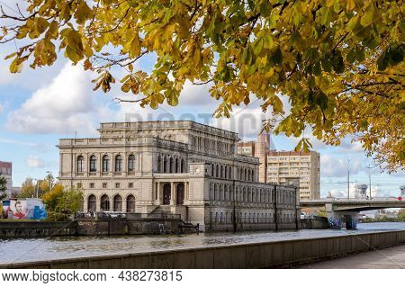 Kaliningrad, Russia, October 18, 2021. The Building Of The Konigsberg Stock Exchange. Kaliningrad Ar