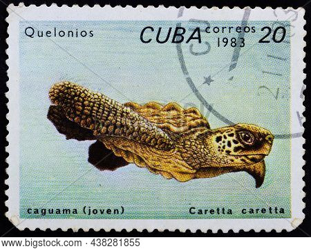 Republic Of Cuba - Circa 1983: Postage Stamp 'loggerhead Sea Turtle- Caretta Caretta' Printed In Rep