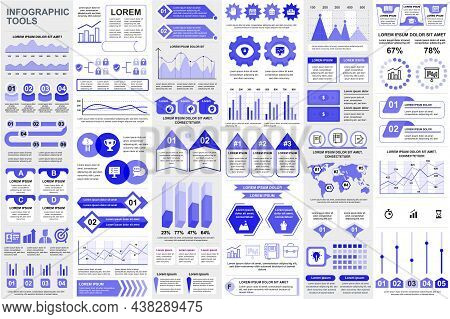 Bundle Infographic Elements Data Visualization Vector Design Template. Mega Set. Can Be Used For Ste