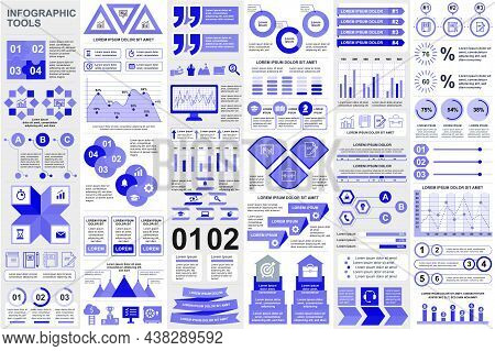 Bundle Infographic Elements Data Visualization Vector Design Template. Mega Set. Can Be Used For Ste