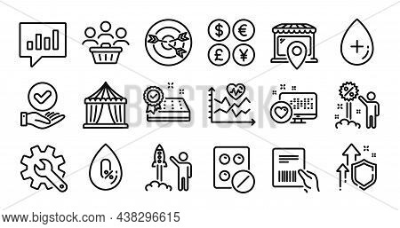 Mattress Guarantee, Cardio Training And Customisation Line Icons Set. Secure Shield And Money Curren