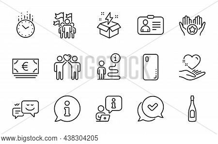 Business Icons Set. Included Icon As Euro Currency, Leadership, Id Card Signs. Favorite, Creative Id