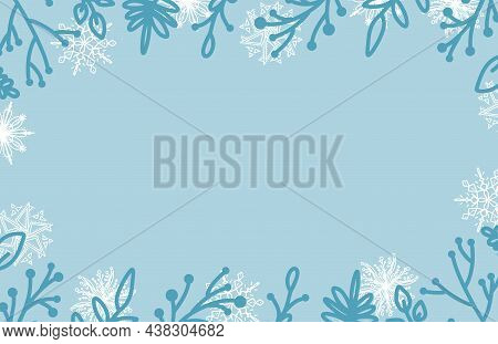 Beautiful Set White Snowflakes On A Blue Background For Winter Design. Collection Of Christmas New Y