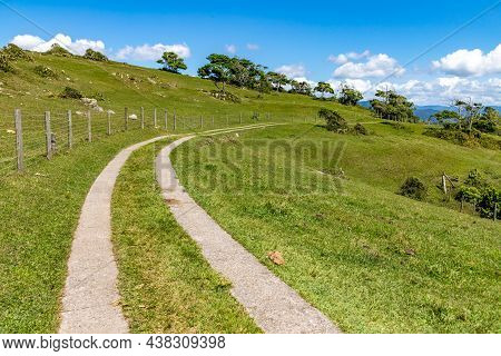 Farm Road And Field  With Vegetation, Praia Do Ouvidor, Garopaba, Santa Catarina, Brazil