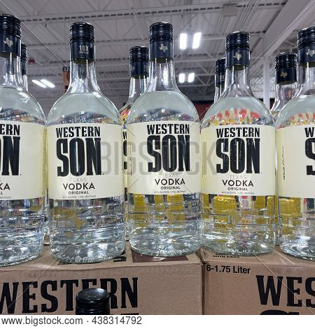 A Display Of Bottles Of Western Son Vodka At A Binneys Liqour Store In Springfield, Illinois.