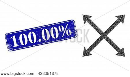 Low-poly Enlarge Arrows Combined Of Scattered Filled Triangles, And Grunge 100.00 Discount Seal Stam