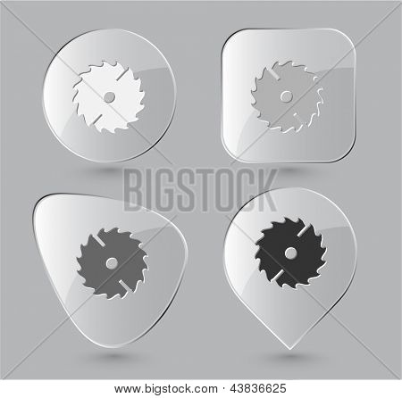 Circ saw. Glass buttons. Raster illustration.