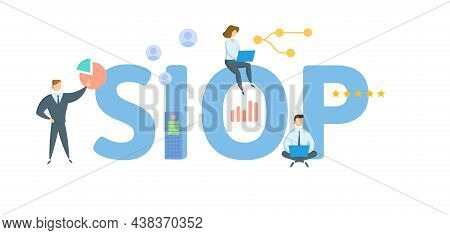 Siop, Sales Inventory And Operations Plan. Concept With Keyword, People And Icons. Flat Vector Illus