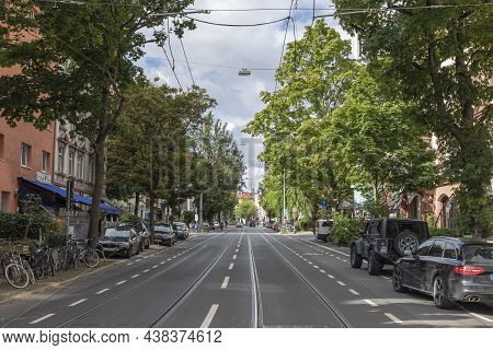 Frankfurt, Germany - August 28, 2021: View To Wieland Street In The Quarter Nordend In Frankfurt An 
