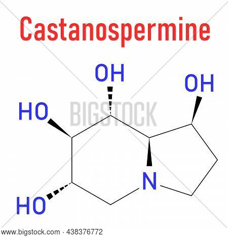 Castanospermine Alkaloid Molecule. Isolated From Castanospermum Australe. Skeletal Formula.