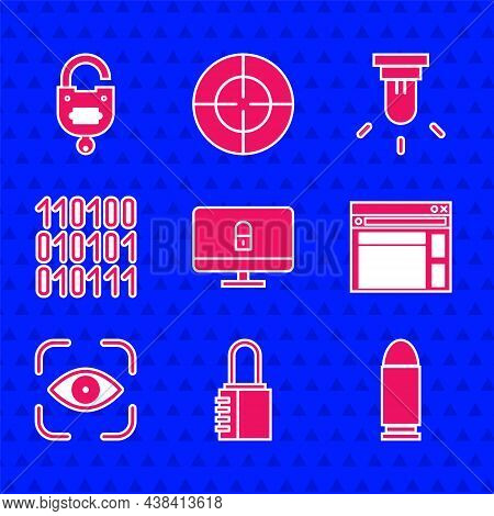 Set Lock On Computer Monitor, Safe Combination Lock, Bullet, Website Template, Eye Scan, Binary Code