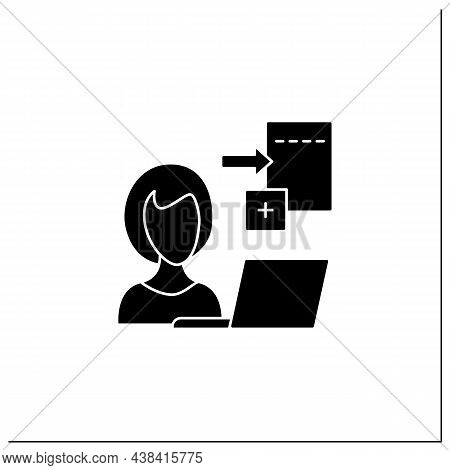 Data Entry Jobs Glyph Icon.handle Different Types Of Electronic Data, Operating Devices.enter Inform