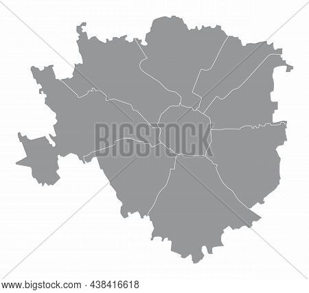 Milan City Administrative Map Isolated On White Background, Italy