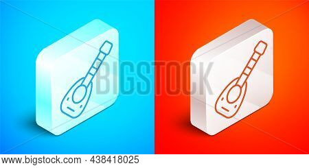 Isometric Line Musical Instrument Lute Icon Isolated On Blue And Red Background. Arabic, Oriental, G