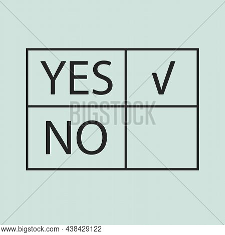 Yes And No With Mark. Table With Answer Yes And No With Check Mark