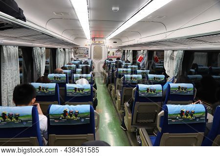 Keelung, Taiwan - November 22, 2018: People Ride A Taiwan Railways (tra) Train In Taiwan. Tra Carrie