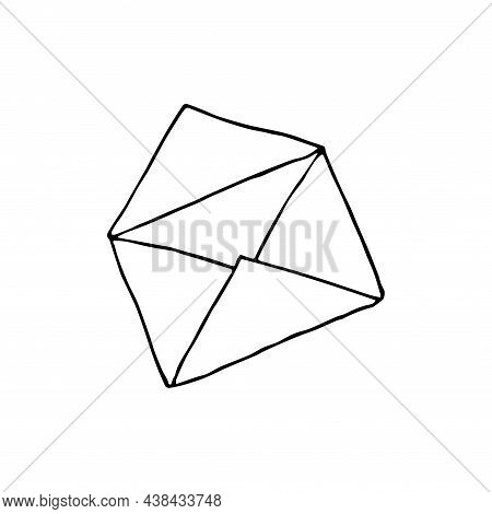 Mail Icon, Open Envelope, Email Symbol. Sketch Letter. Hand Drawn Doodle Cartoon Style. Vector Drawi