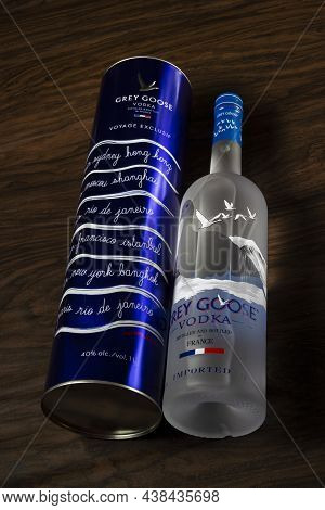 São Paulo, Sp, Brazil, 15 July 2021 - Bottle Of Grey Goose, A Brand Of French Vodka. Special Voyage 