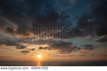 Calm Beach View. Sunset Sky over Mediterranean Waters. Beautiful Travel Destination. Beach. Batroun. Lebanon