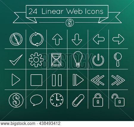 24 Simple Linear Vector Web Icon Set Pack
