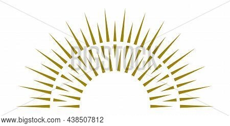 Sunrise Icon. Radial Light Rays. Half Circle Sunbirst Emblem