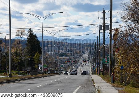 View Of Sherbrooke Street In Magog, Quebec, Canada, November 03 2021
