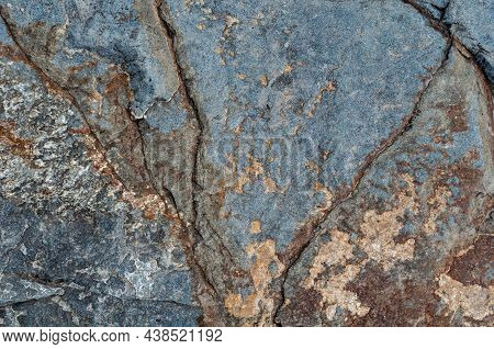 Close Up Photo Gray Granite Stonei, Smooth Rough Surface Old, Natural Material. Outdoors
