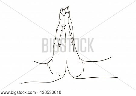 Gesture Vector Icon In Simple Style. Palms Touching Druk To A Friend. Hands Together, Gesture Of Tru